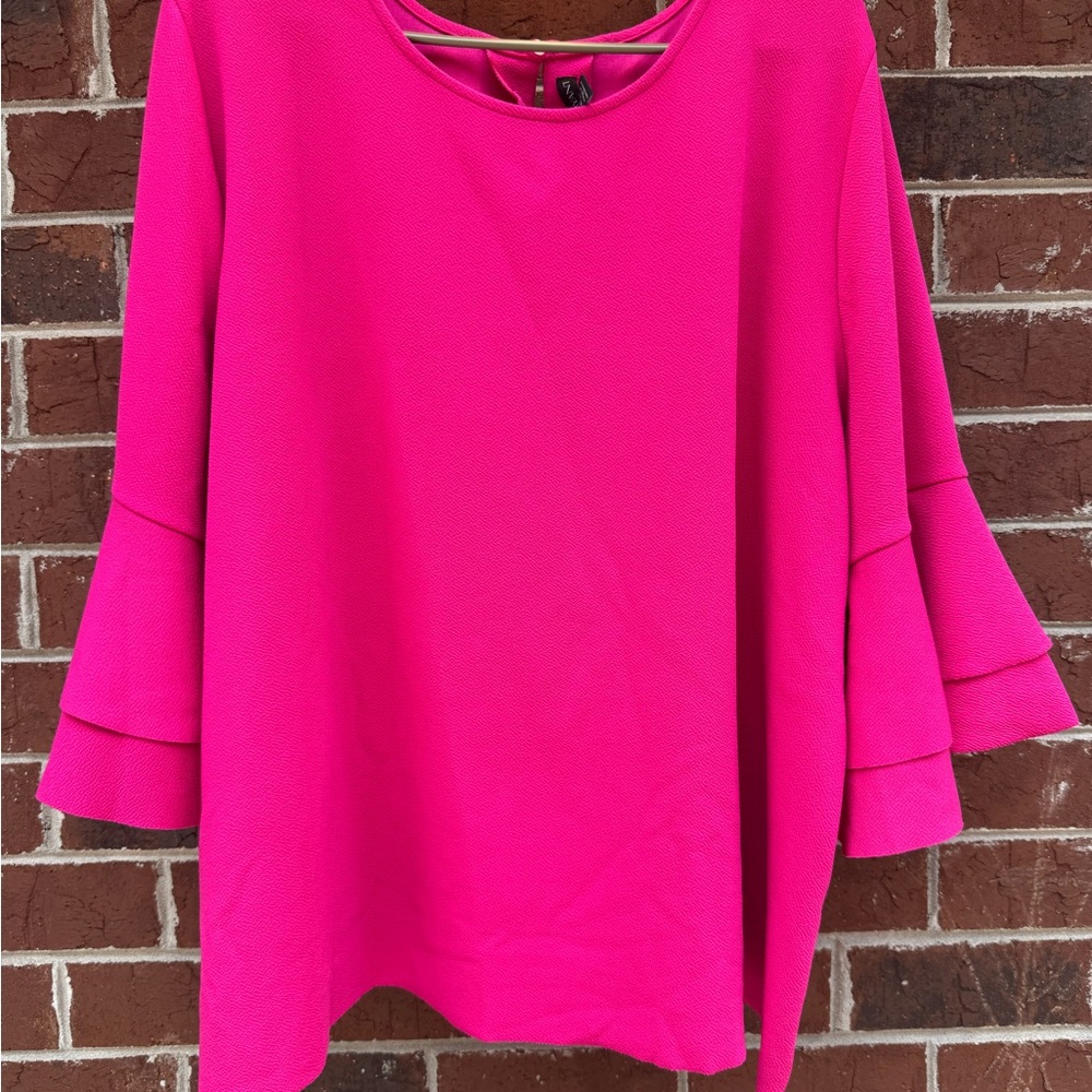 Lane Bryant Fuchsia Bell Sleeve Blouse - Picture 2 of 4